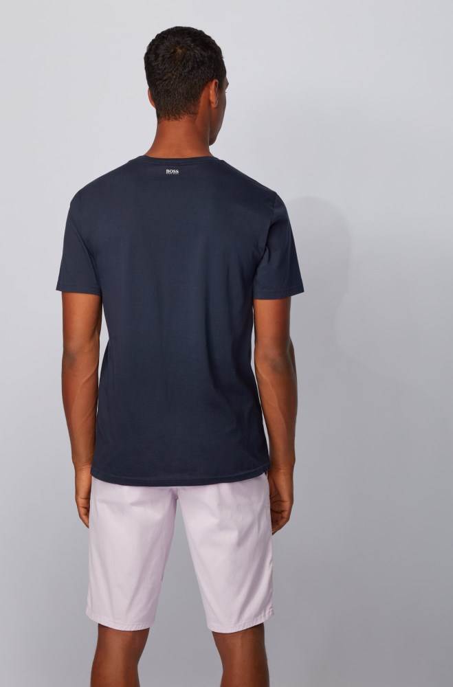 Hugo Boss Pima-cotton T-shirt Mørke Blå | JhqCxOyw