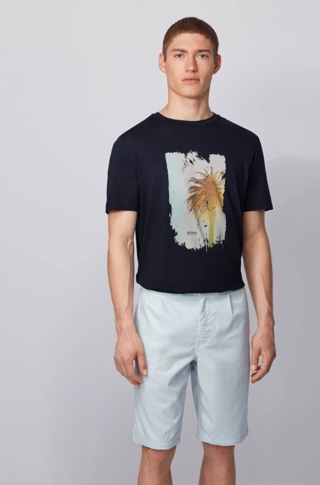 Hugo Boss Pima-cotton T-shirt Mørke Blå | cOMR8apz