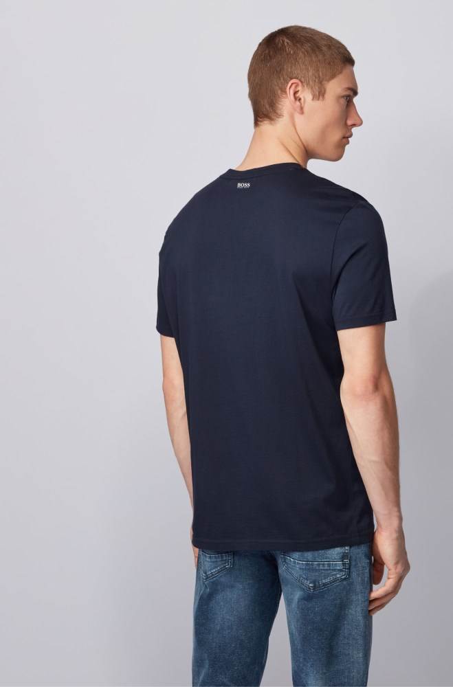 Hugo Boss Pima-cotton T-shirt Mørke Blå | nSMpPHtq