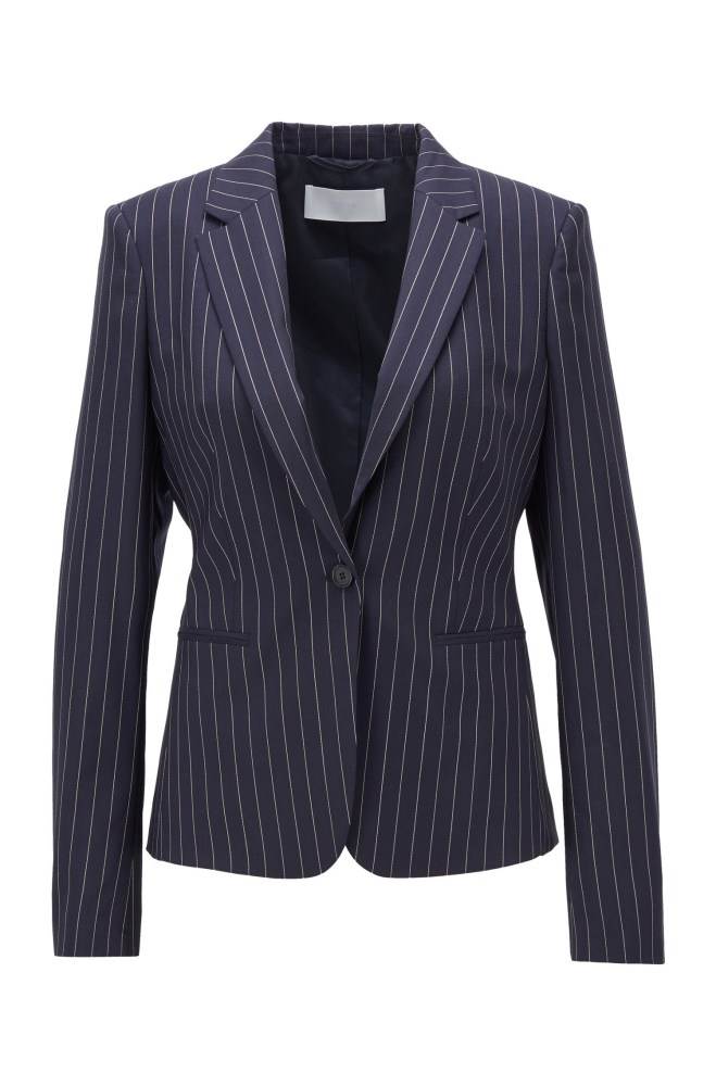 Hugo Boss Pinstripe regular-fit jacket Mørke Blå | gYK1ND1T