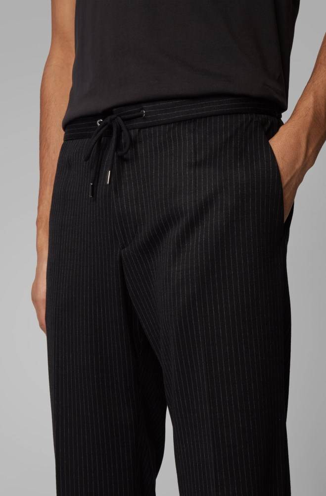 Hugo Boss Pinstripe slim-fit trousers Svarte | O6uhFuuA