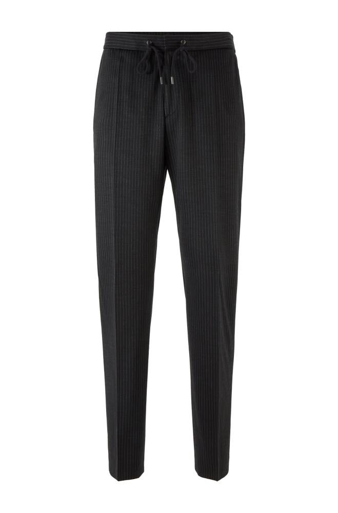 Hugo Boss Pinstripe slim-fit trousers Svarte | O6uhFuuA