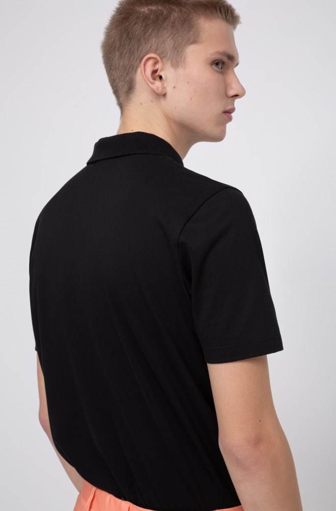 Hugo Boss Piqué-cotton polo shirt Svarte | sPv8gBQx