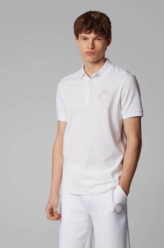 Hugo Boss Piqué polo shirt Hvite | 6efAukhA