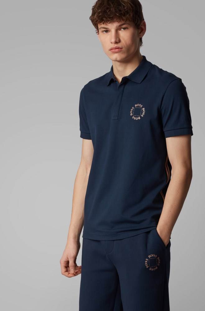 Hugo Boss Piqué polo shirt Mørke Blå | olkgHhMa