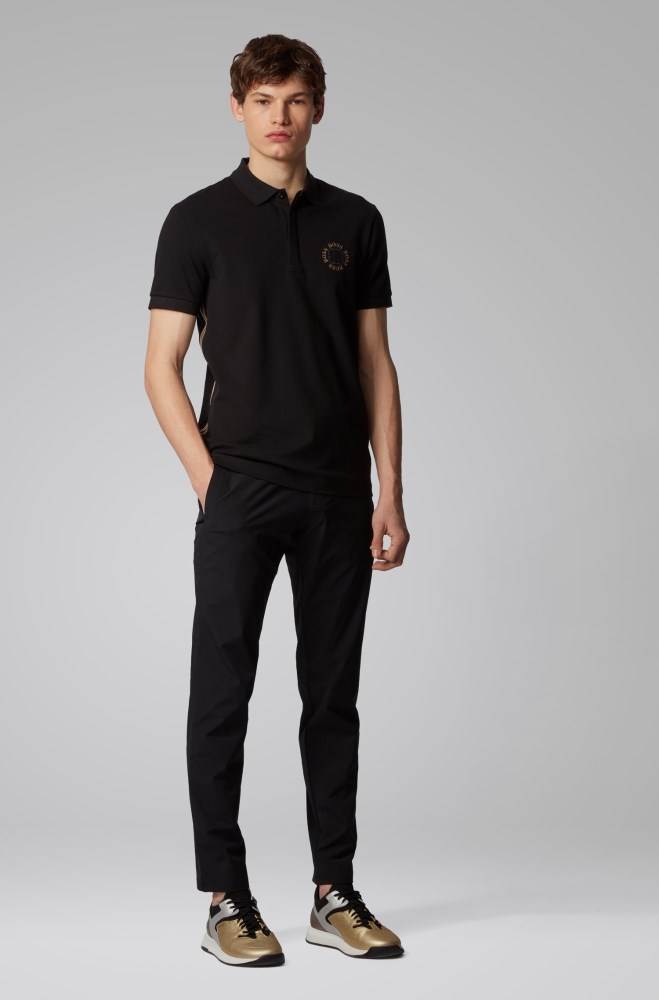 Hugo Boss Piqué polo shirt Svarte | LWFBsinY