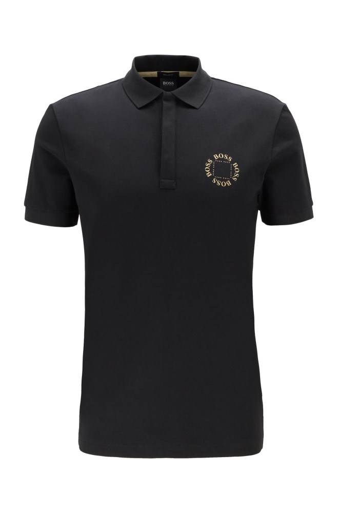 Hugo Boss Piqué polo shirt Svarte | LWFBsinY