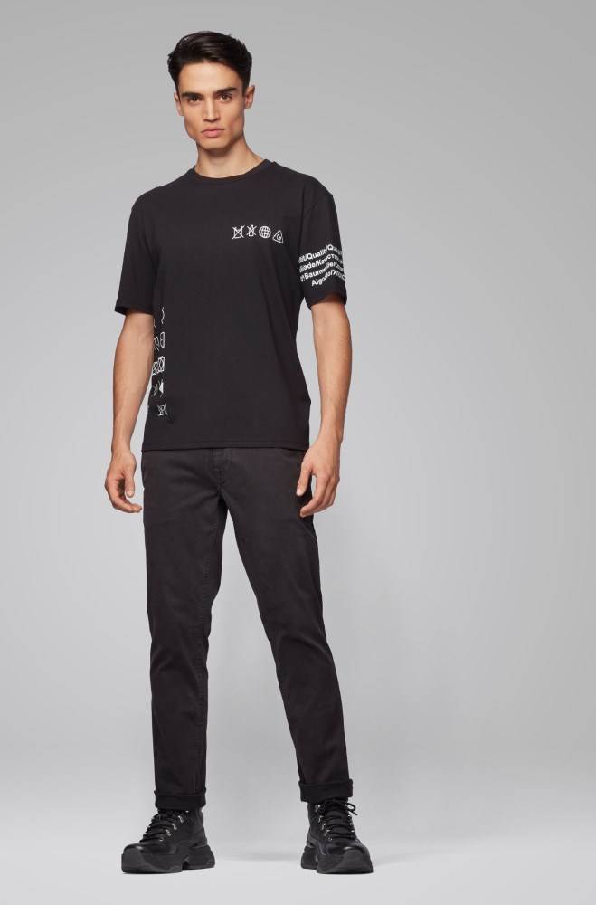 Hugo Boss Plastic-free relaxed-fit T-shirt Svarte | CVZwJTn3