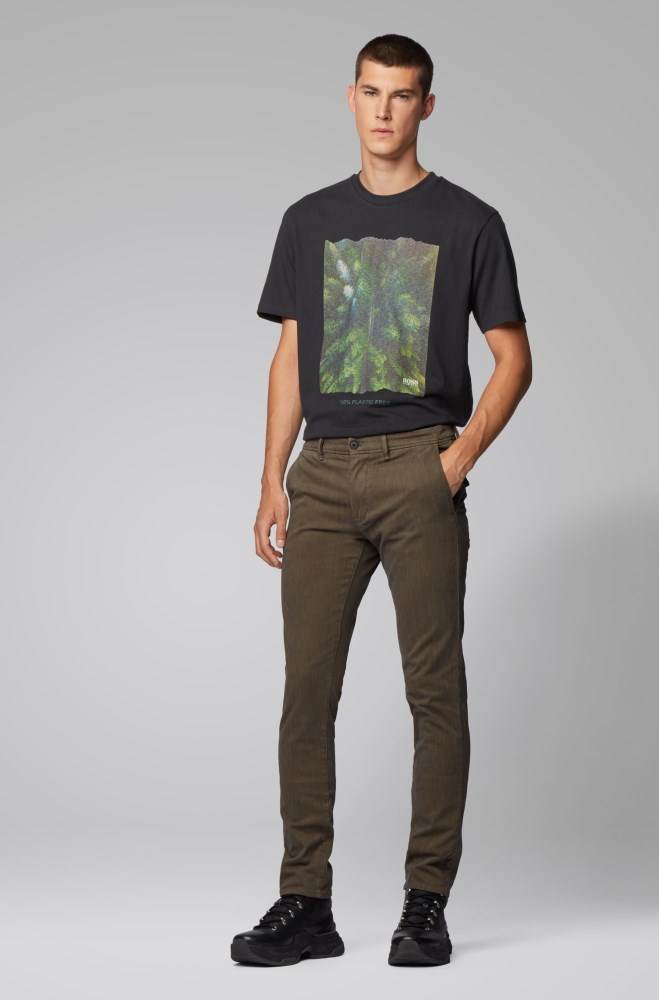 Hugo Boss Plastic-free relaxed-fit T-shirt Svarte | U8MlnPWO