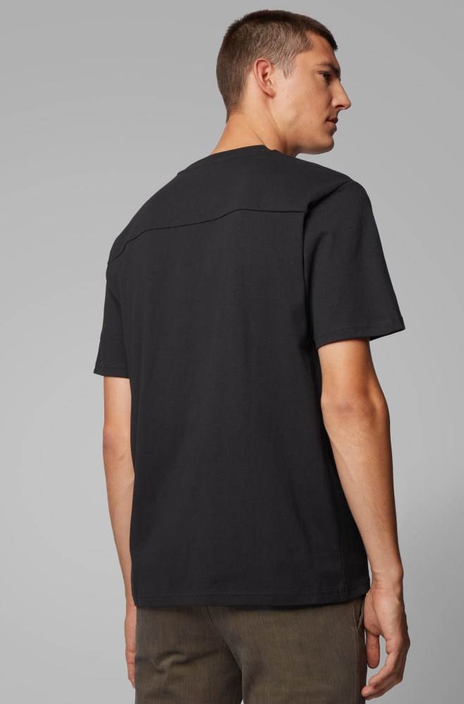 Hugo Boss Plastic-free relaxed-fit T-shirt Svarte | U8MlnPWO