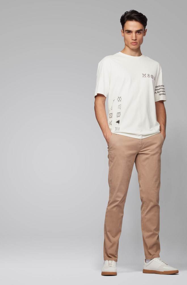 Hugo Boss Plastic-free relaxed-fit T-shirt Hvite | fxIK80RK