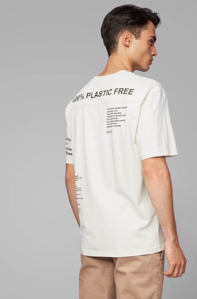 Hugo Boss Plastic-free relaxed-fit T-shirt Hvite | fxIK80RK