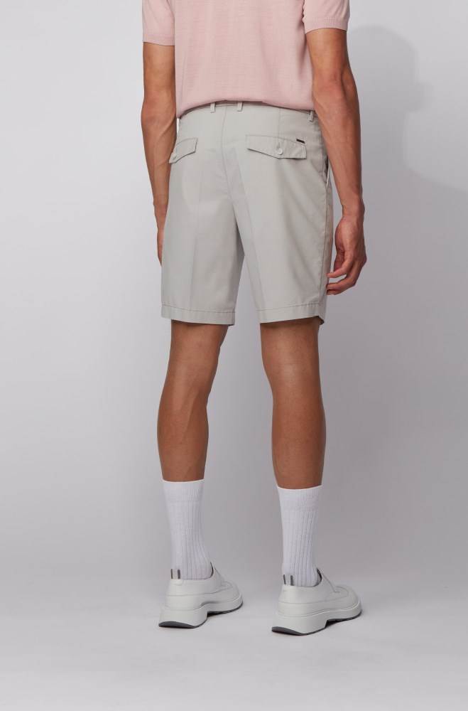 Hugo Boss Pleat-front cotton-blend shorts Lyse Grå | DJKnCqjs