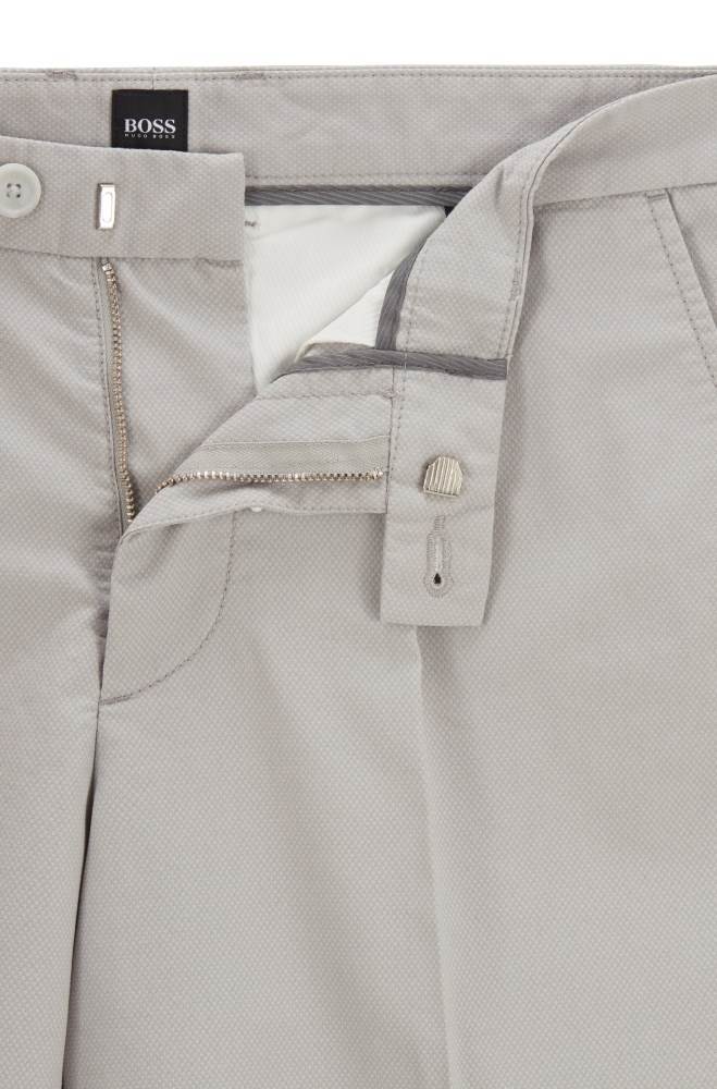 Hugo Boss Pleat-front cotton-blend shorts Lyse Grå | DJKnCqjs