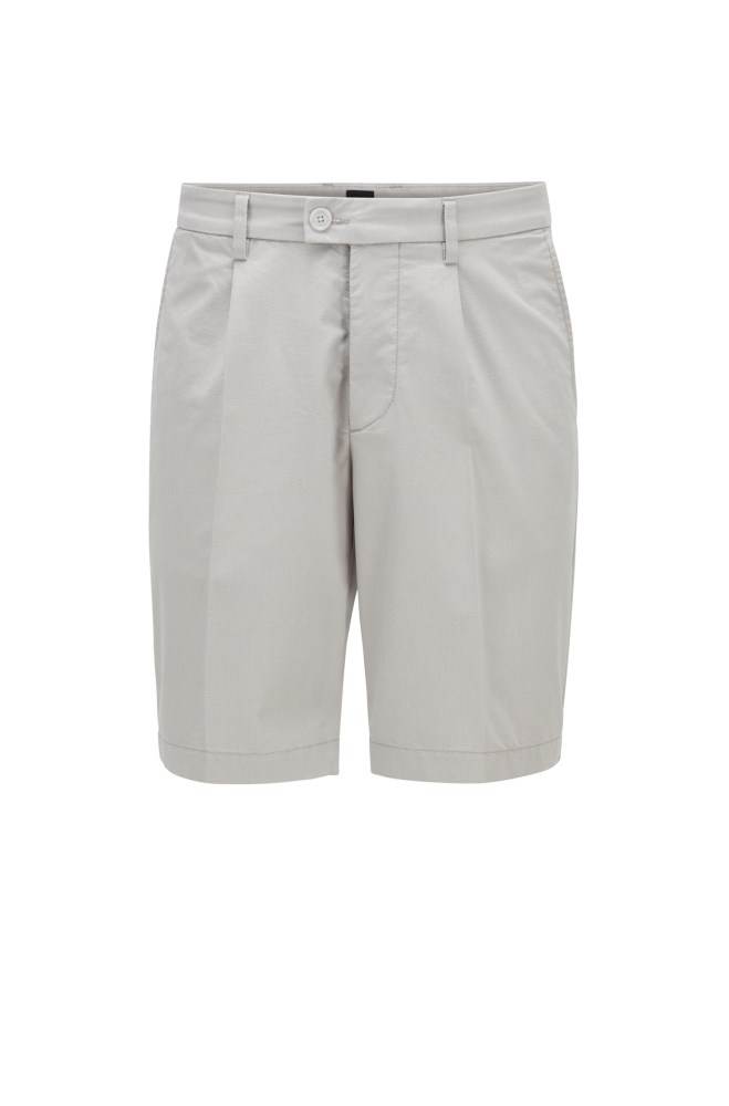 Hugo Boss Pleat-front cotton-blend shorts Lyse Grå | DJKnCqjs