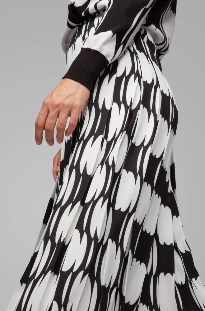 Hugo Boss Plissé midi skirt Patterned | JlS6eMZG