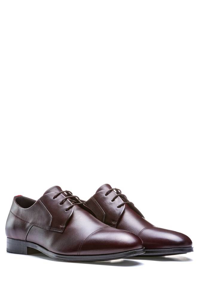 Hugo Boss Polished-leather Derby shoes Mørke Rød | b3ZGzo9p