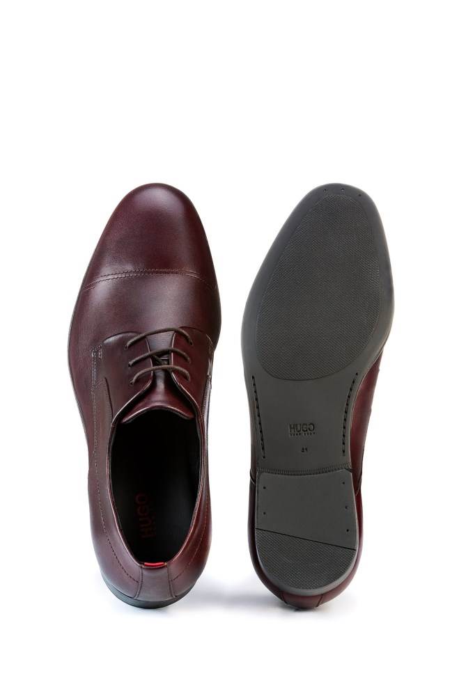 Hugo Boss Polished-leather Derby shoes Mørke Rød | b3ZGzo9p