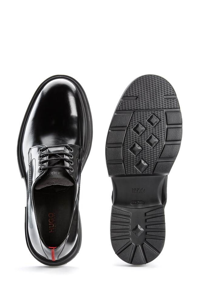 Hugo Boss Polished-leather Derby shoes Svarte | ssaM9yXp