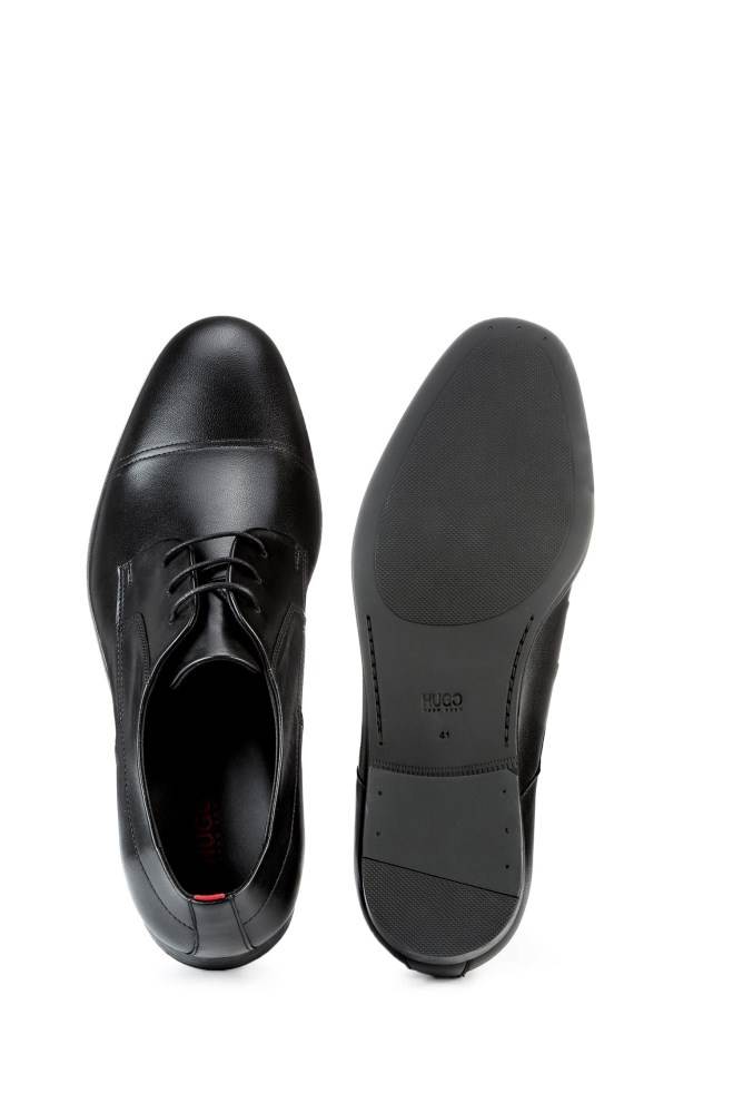 Hugo Boss Polished-leather Derby shoes Svarte | vm67tloR