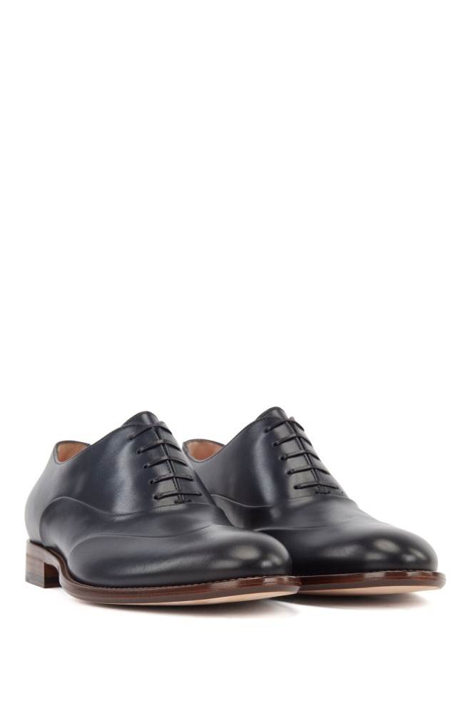 Hugo Boss Polished leather Oxford shoes Mørke Blå | GqJGBRls