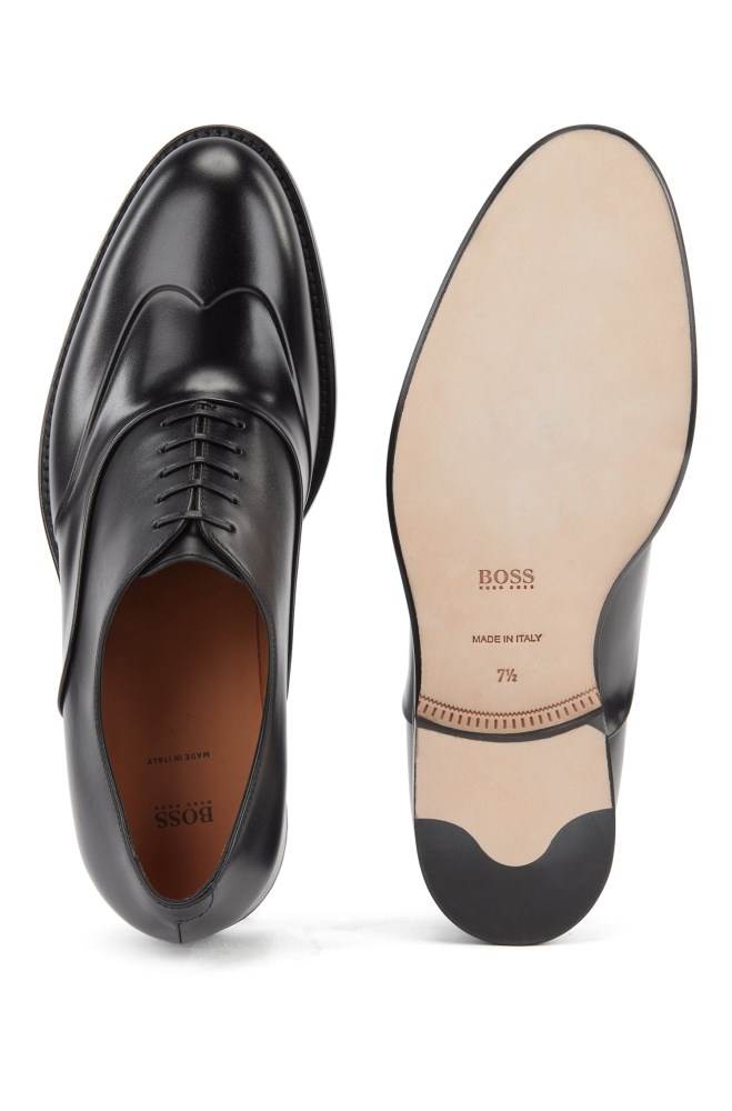 Hugo Boss Polished leather Oxford shoes Svarte | yrgxaumi