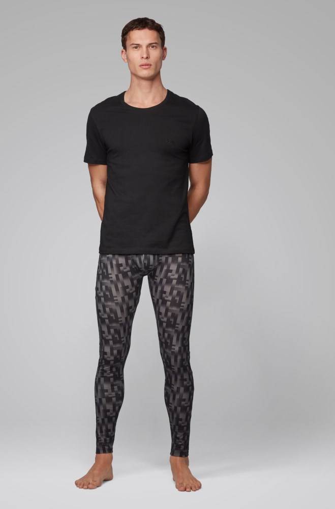 Hugo Boss Printed long johns Svarte | JWgHCVp1