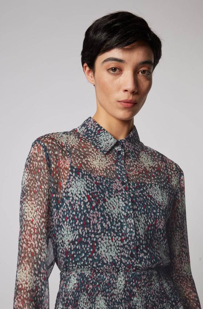 Hugo Boss Printed silk blouse Patterned | 8R5wCNBf