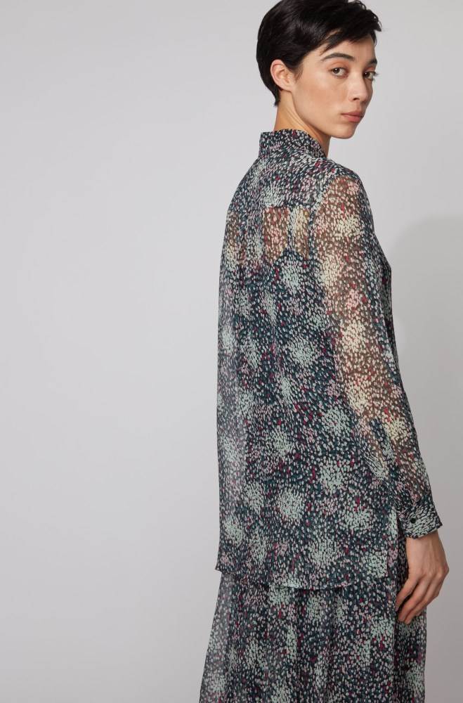 Hugo Boss Printed silk blouse Patterned | 8R5wCNBf