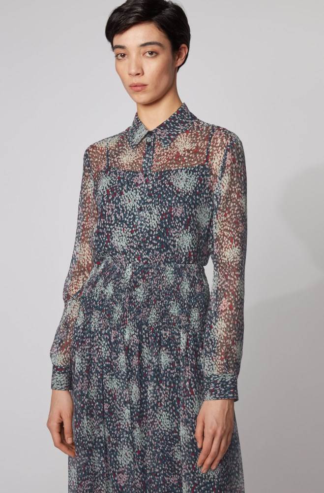 Hugo Boss Printed silk blouse Patterned | 8R5wCNBf