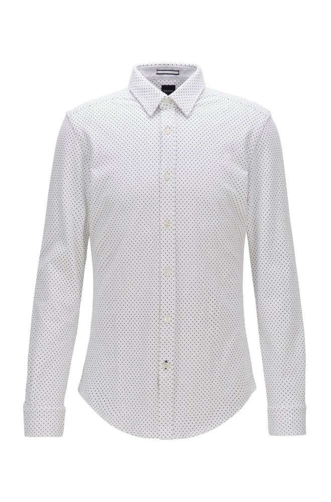 Hugo Boss Printed slim-fit shirt Hvite | x8wlOcoa