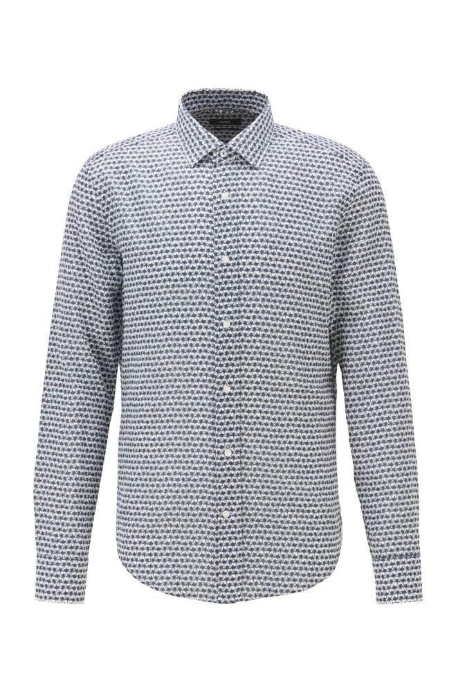 Hugo Boss Printed slim-fit shirt Mørke Blå | oSv2GFMi