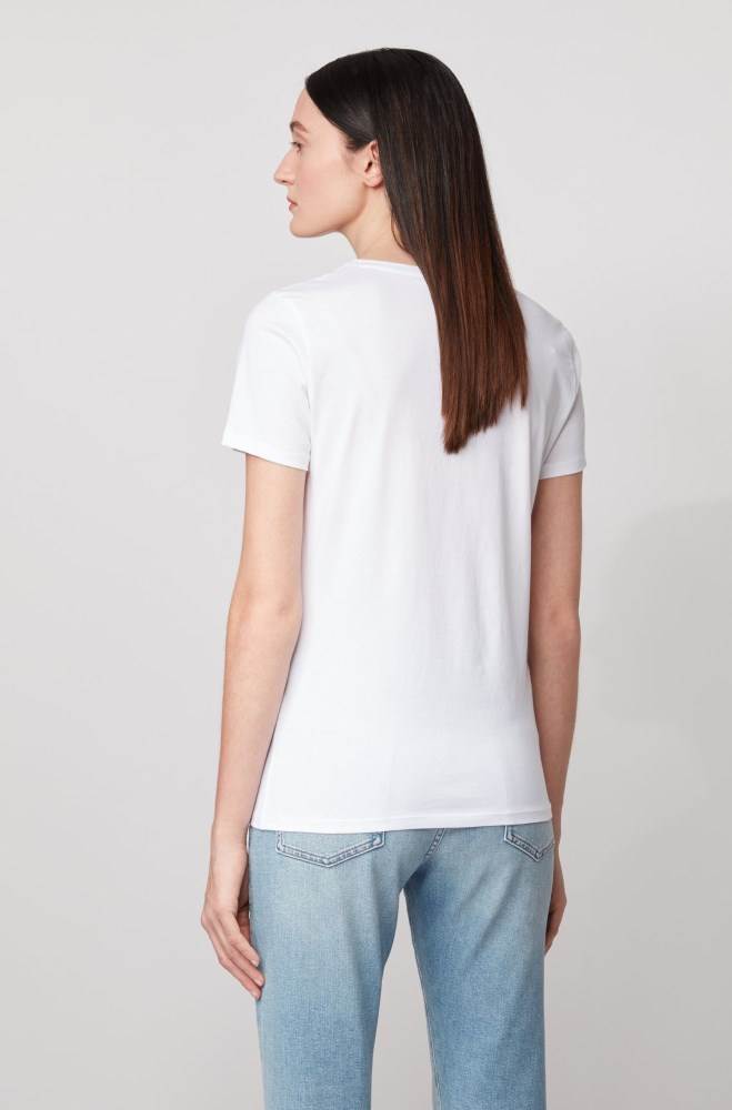 Hugo Boss Pure-cotton T-shirt Hvite | fGiOn5Qo