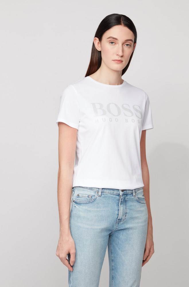 Hugo Boss Pure-cotton T-shirt Hvite | fGiOn5Qo