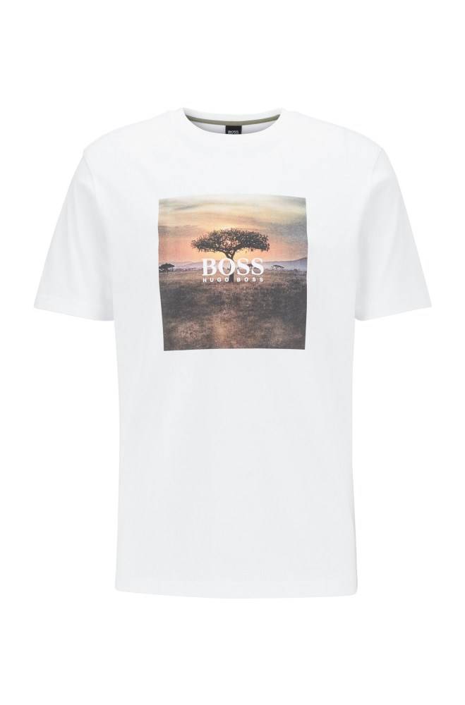 Hugo Boss Pure-cotton T-shirt Hvite | fj1Xnvxj