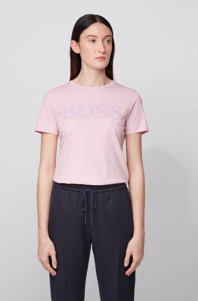 Hugo Boss Pure-cotton T-shirt Lyse Lilla | iWqN4Iuw