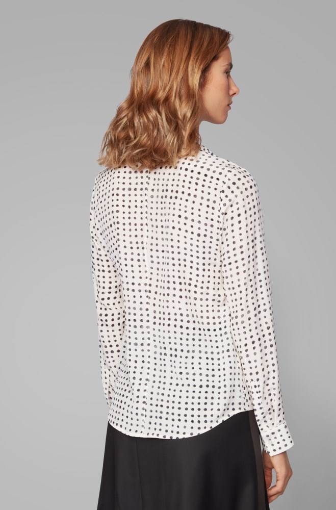 Hugo Boss Pure-silk blouse Patterned | qT9wTXSV