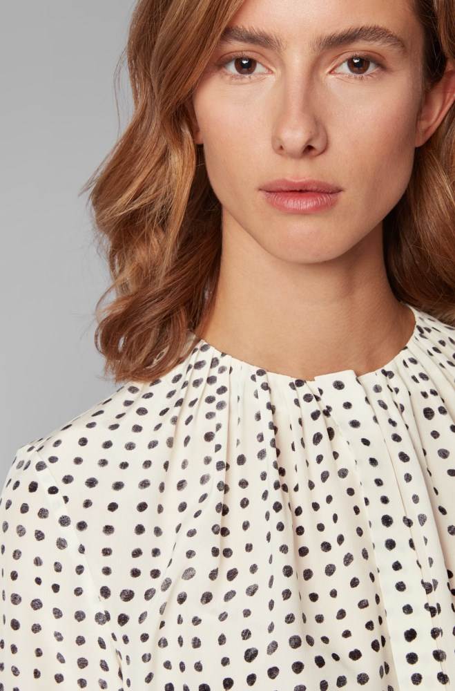 Hugo Boss Pure-silk blouse Patterned | qT9wTXSV