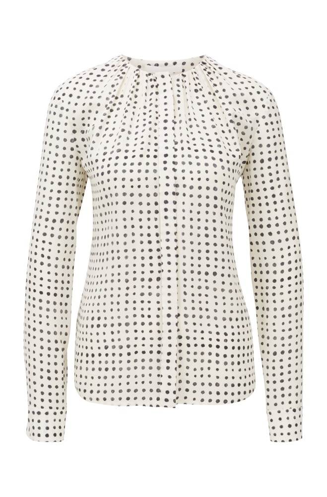 Hugo Boss Pure-silk blouse Patterned | qT9wTXSV