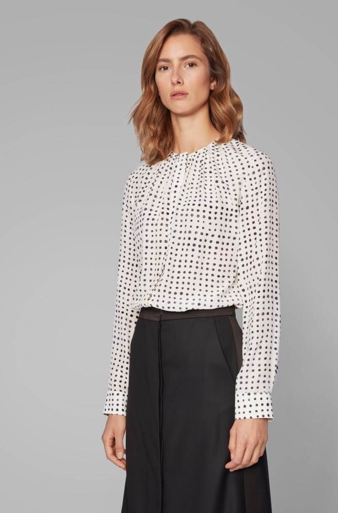 Hugo Boss Pure-silk blouse Patterned | qT9wTXSV