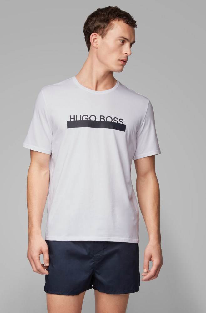 Hugo Boss Pyjama T-shirt Hvite | oxlsc9fH