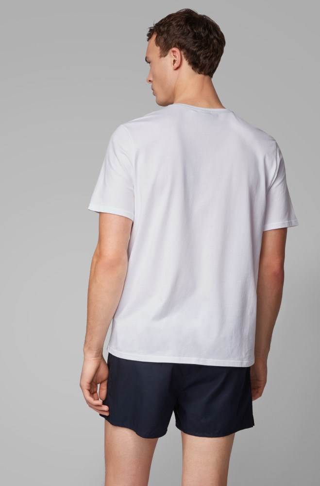 Hugo Boss Pyjama T-shirt Hvite | oxlsc9fH