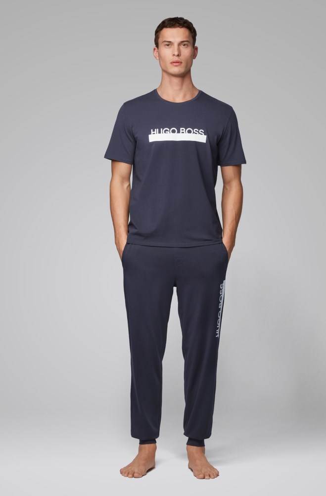 Hugo Boss Pyjama T-shirt Mørke Blå | k4XBheX1