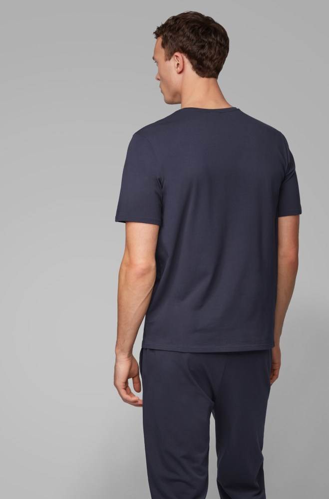 Hugo Boss Pyjama T-shirt Mørke Blå | k4XBheX1