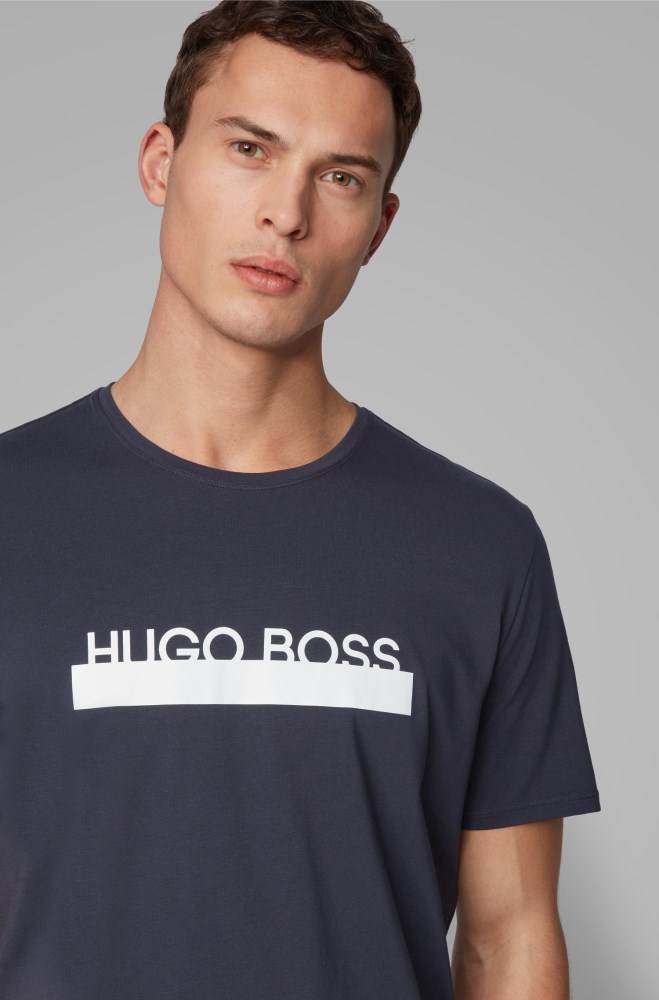 Hugo Boss Pyjama T-shirt Mørke Blå | k4XBheX1