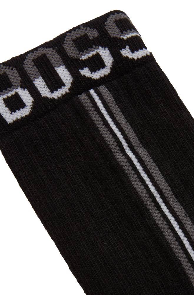 Hugo Boss Quarter-length cotton-blend socks Svarte | 9TG0t83R