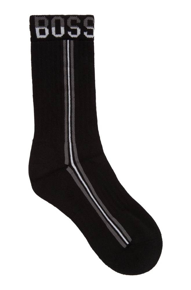 Hugo Boss Quarter-length cotton-blend socks Svarte | 9TG0t83R