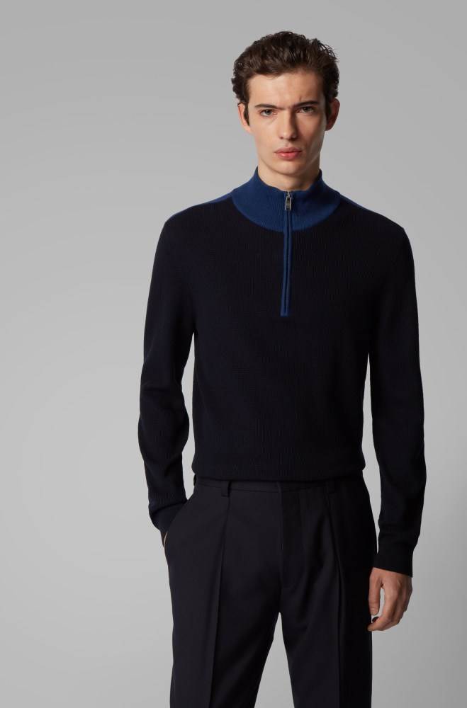 Hugo Boss Quarter-zip sweater Mørke Blå | f1mBP0mP