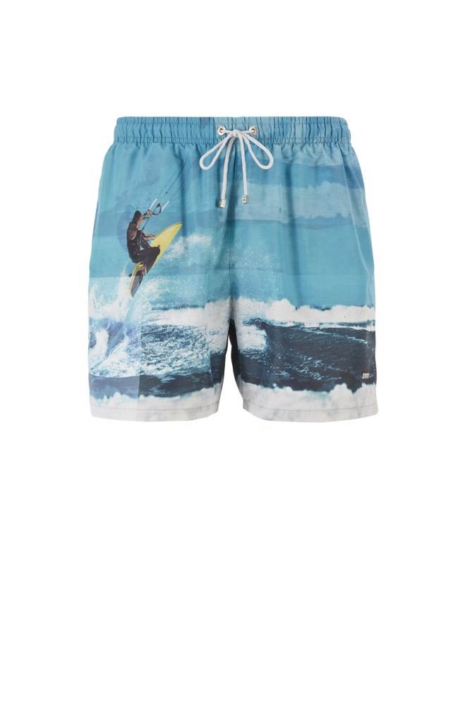 Hugo Boss Quick-dry photo-print swim shorts Lyse Grønn | ptNvtkBw