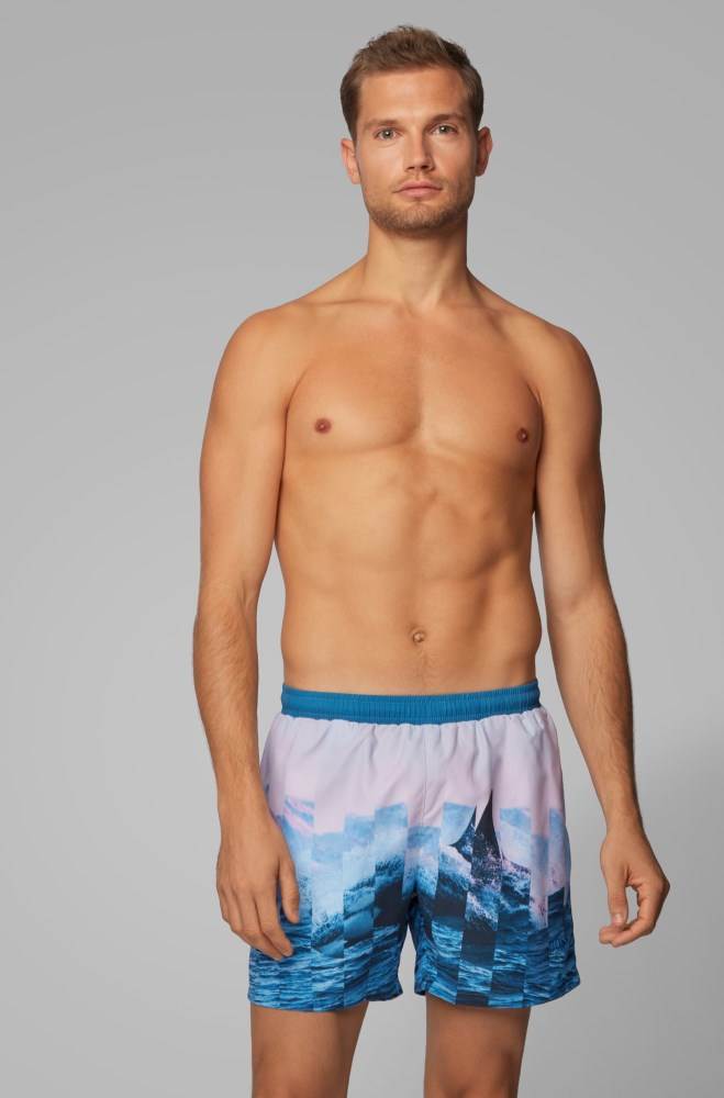 Hugo Boss Quick-dry swim shorts Blå | GdtnTkLH